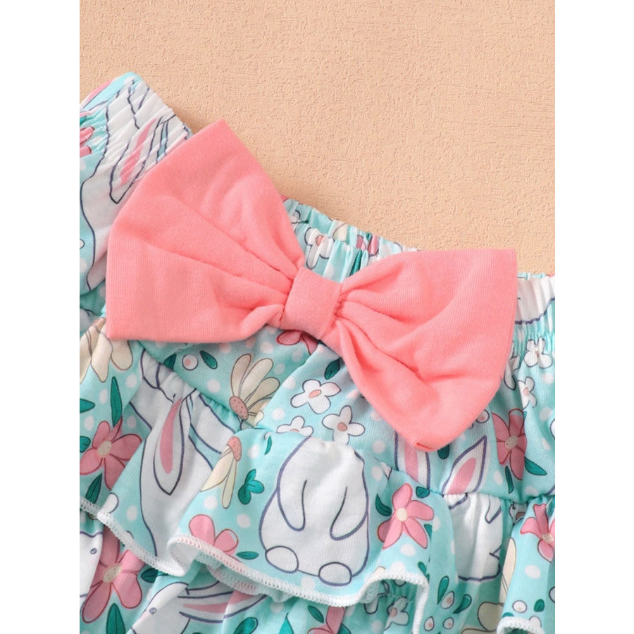 Children’s Ruffled Trim Bodysuit and Skirt Set with Headband Apparel and Accessories