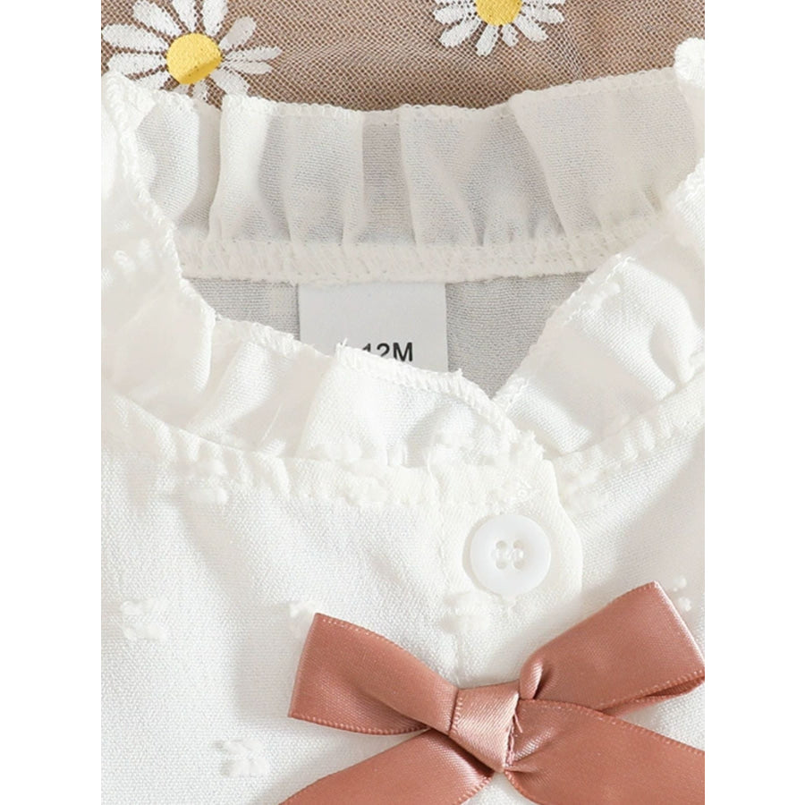 Children’s Ruffled Trim Bowknot Blouse & Ruffle Hem Skirt Set Apparel and Accessories