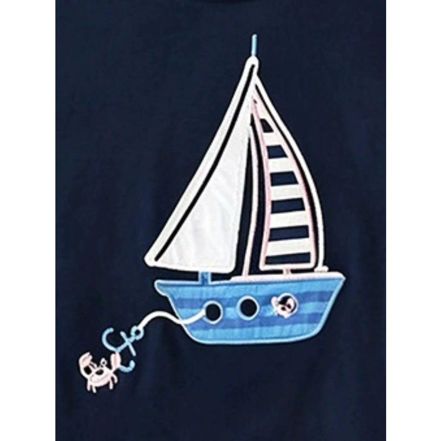 Children’s Sailboat Graphic Round Neck T-Shirt Apparel and Accessories