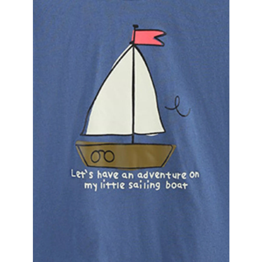 Children’s Sailboat Graphic Tee and Striped Shorts Set Apparel and Accessories