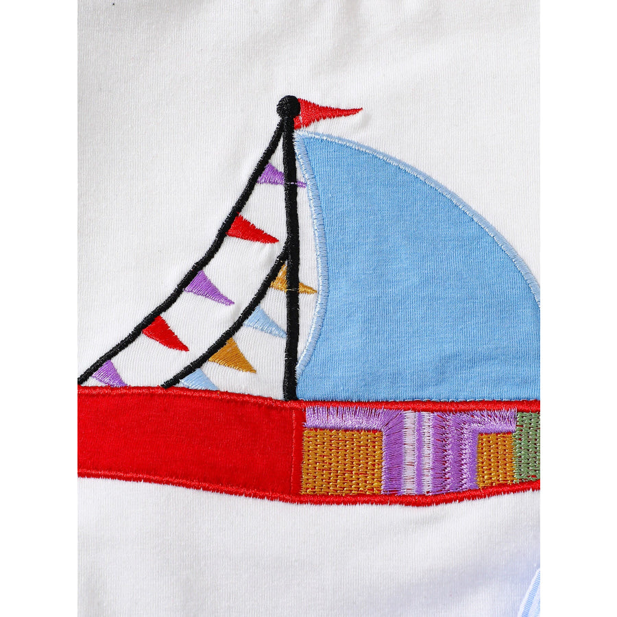 Children’s Sailboat Tee and Striped Shorts Set Apparel and Accessories