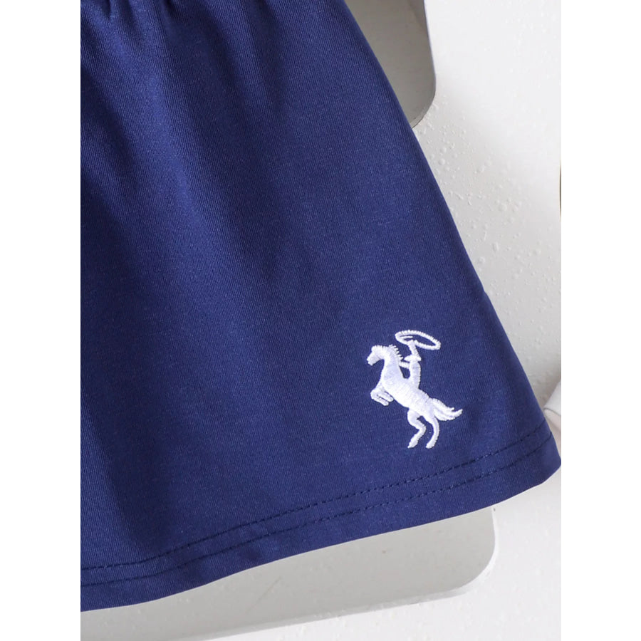 Children’s Sailor Collar Embroidered Tee and Skirt Set Apparel and Accessories