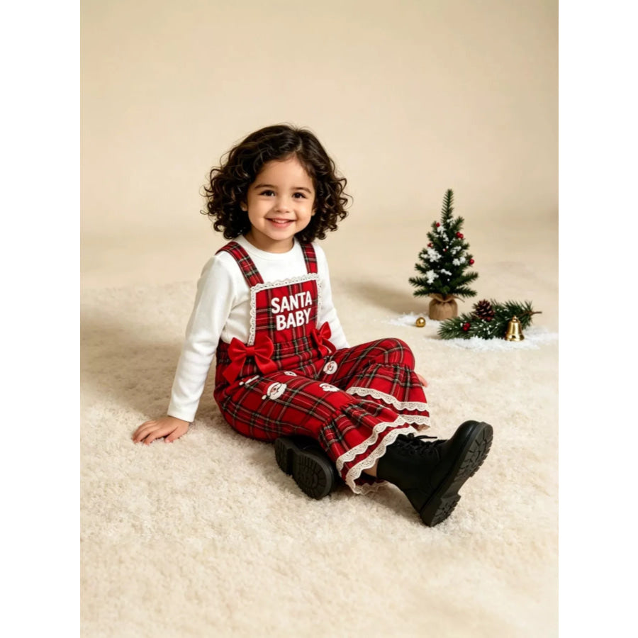 Children’s Santa Baby Plaid Ruffle Jumpsuit Santa Claus / 12-18M Apparel and Accessories