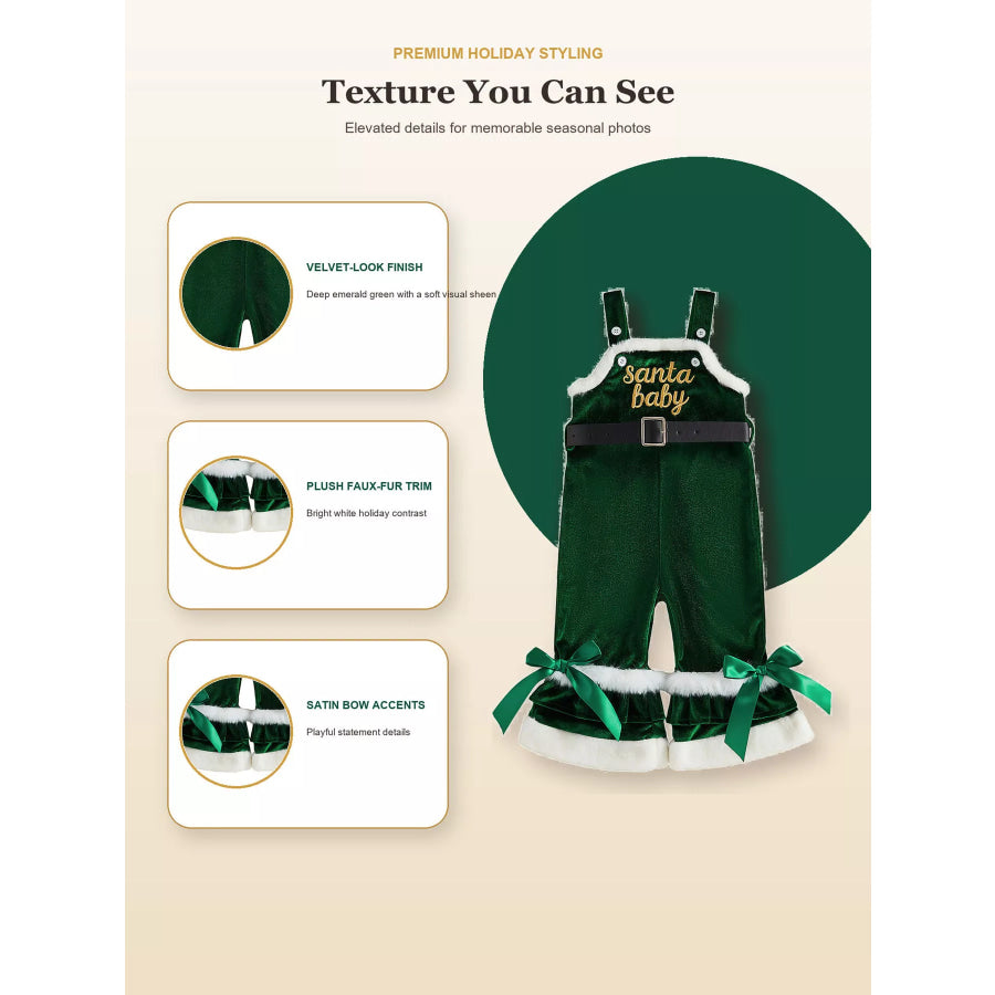 Children’s Santa Baby Velvet Christmas Overalls Apparel and Accessories