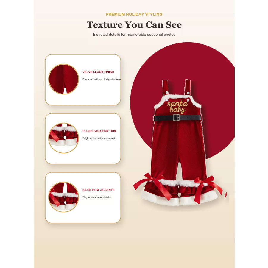 Children’s Santa Baby Velvet Christmas Overalls Apparel and Accessories