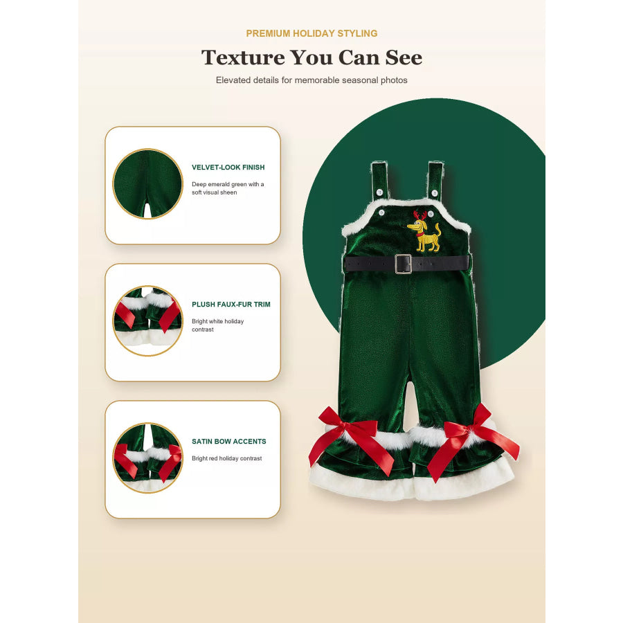 Children’s Santa Baby Velvet Christmas Overalls Green / 6-12M Apparel and Accessories