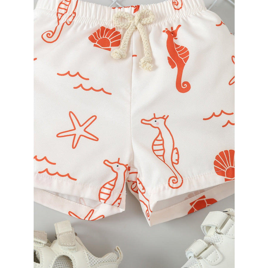Children’s Seahorse Print Drawstring Shorts Apparel and Accessories