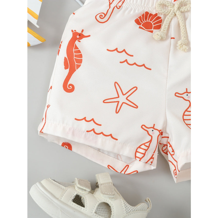 Children’s Seahorse Print Drawstring Shorts Apparel and Accessories