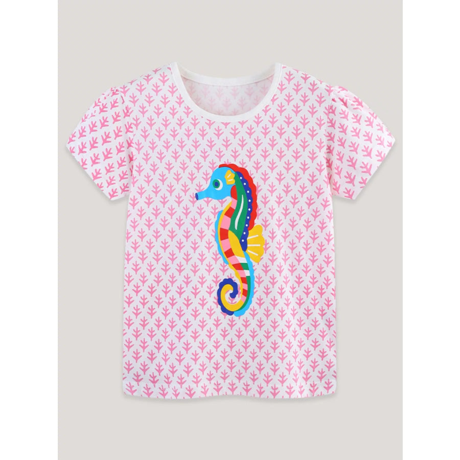 Children’s Seahorse Print Short Sleeve T-Shirt Apparel and Accessories