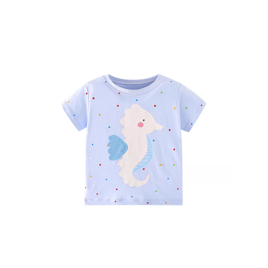 Children’s Seahorse Short Sleeve T-Shirt Light Blue / 3Y Apparel and Accessories