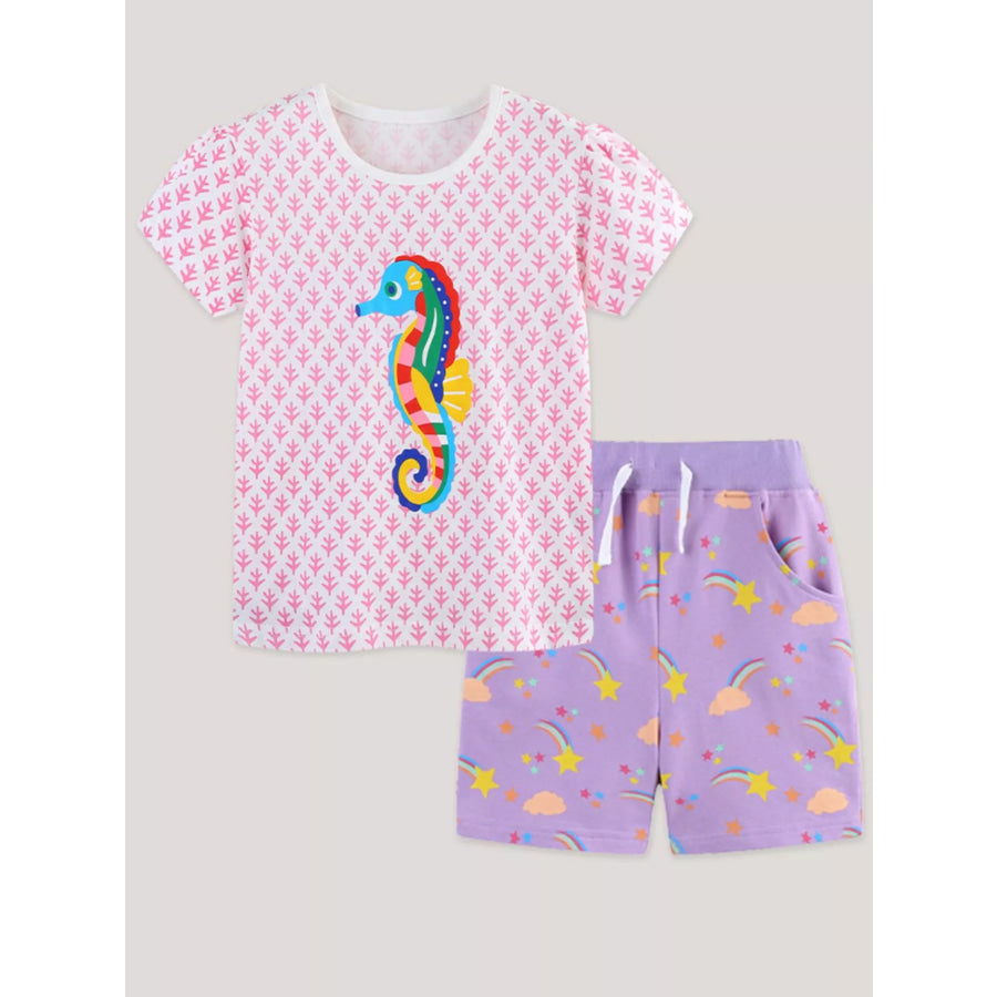 Children’s Seahorse Short Sleeve Tee and Shorts Set Apparel and Accessories