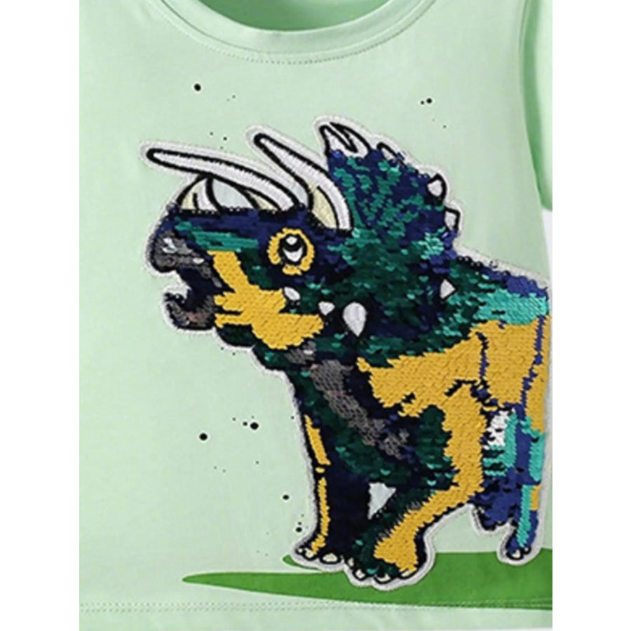 Children’s Sequin Dinosaur Round Neck Tee Apparel and Accessories