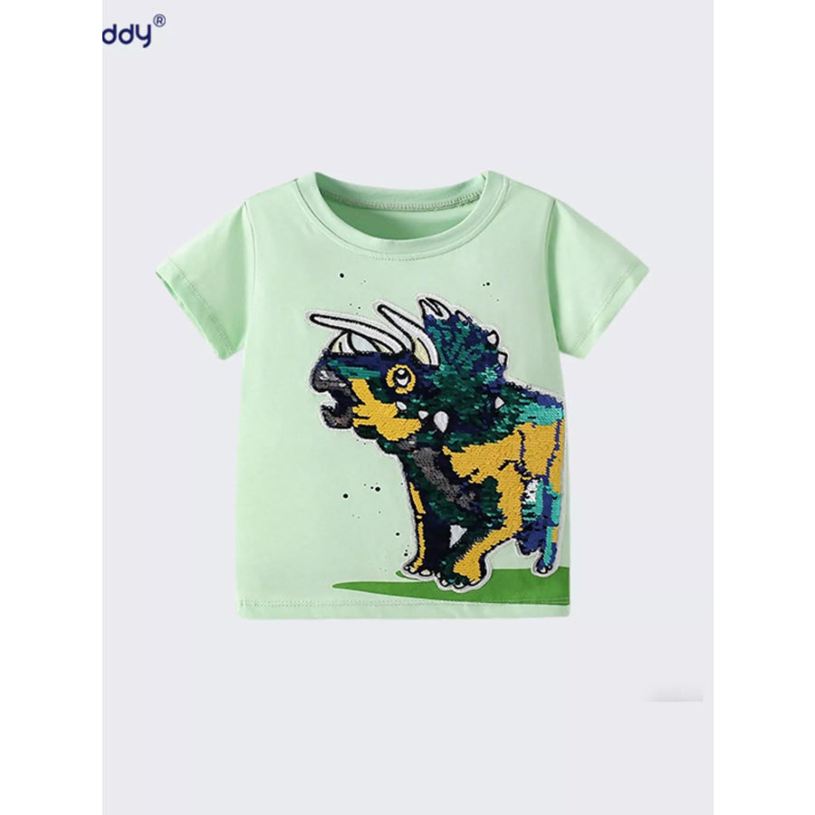 Children’s Sequin Dinosaur Round Neck Tee Apparel and Accessories
