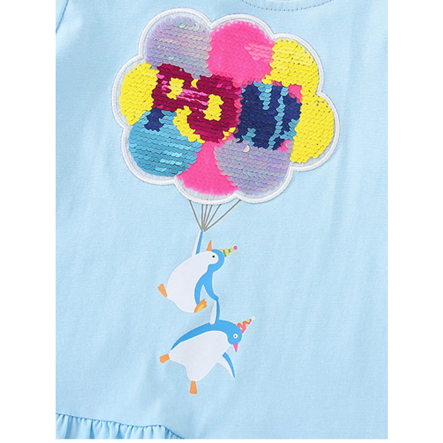 Children’s Sequin Penguin Balloon Ruffle Hem T-Shirt Apparel and Accessories