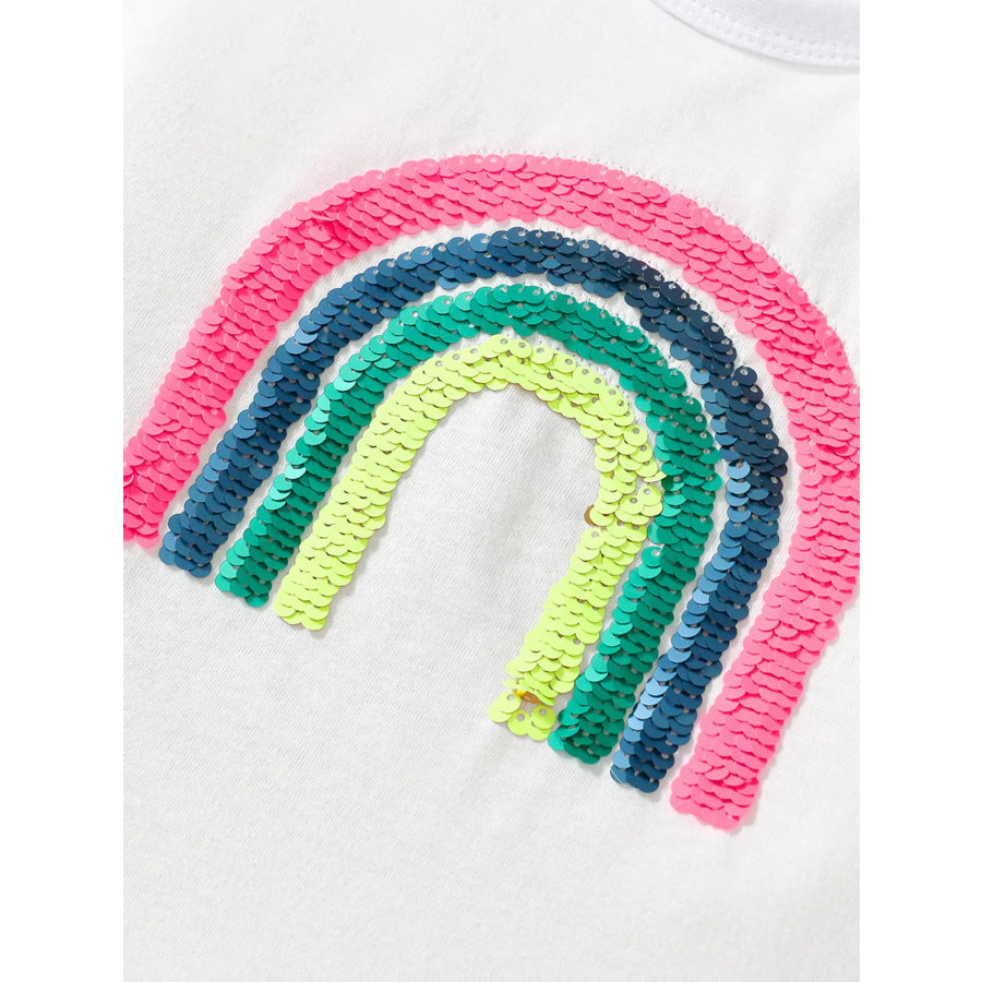 Children’s Sequin Rainbow Ruffle Hem Top and Shorts Set Apparel and Accessories