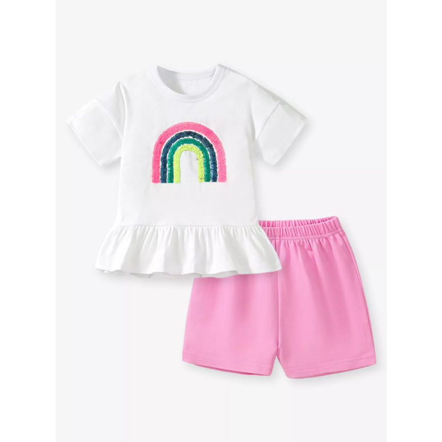 Children’s Sequin Rainbow Ruffle Hem Top and Shorts Set Apparel and Accessories