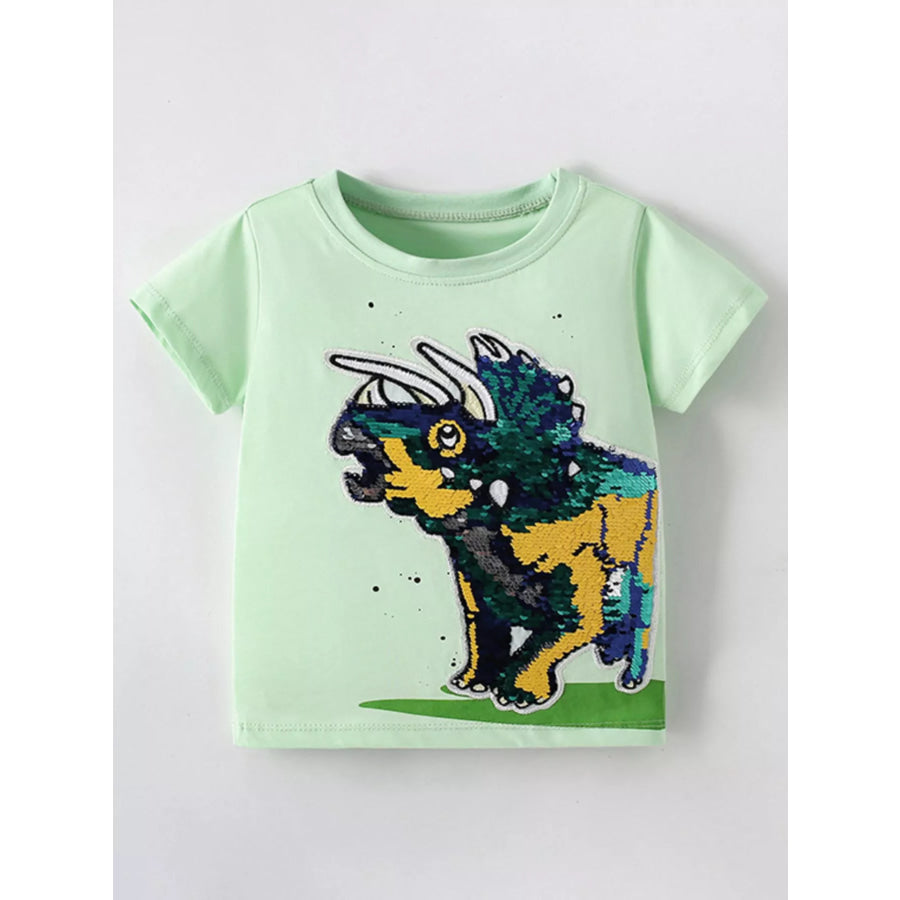 Children’s Sequin Short Sleeve T-Shirt Light Green / 4Y Apparel and Accessories