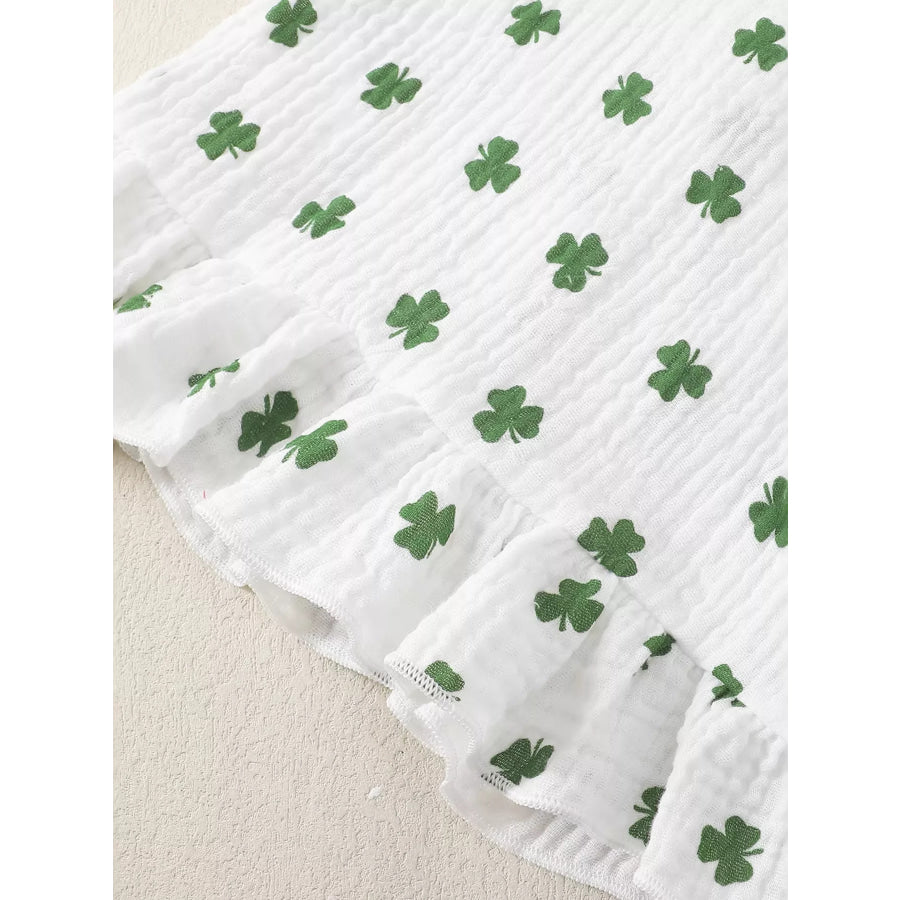 Children’s Shamrock Print Ruffle Set with Headband Apparel and Accessories