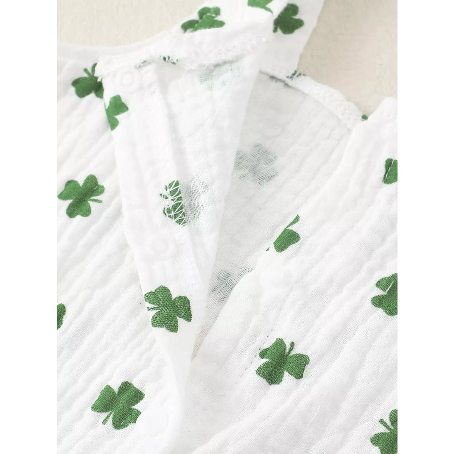 Children’s Shamrock Print Ruffle Set with Headband White / 6-12M Apparel and Accessories