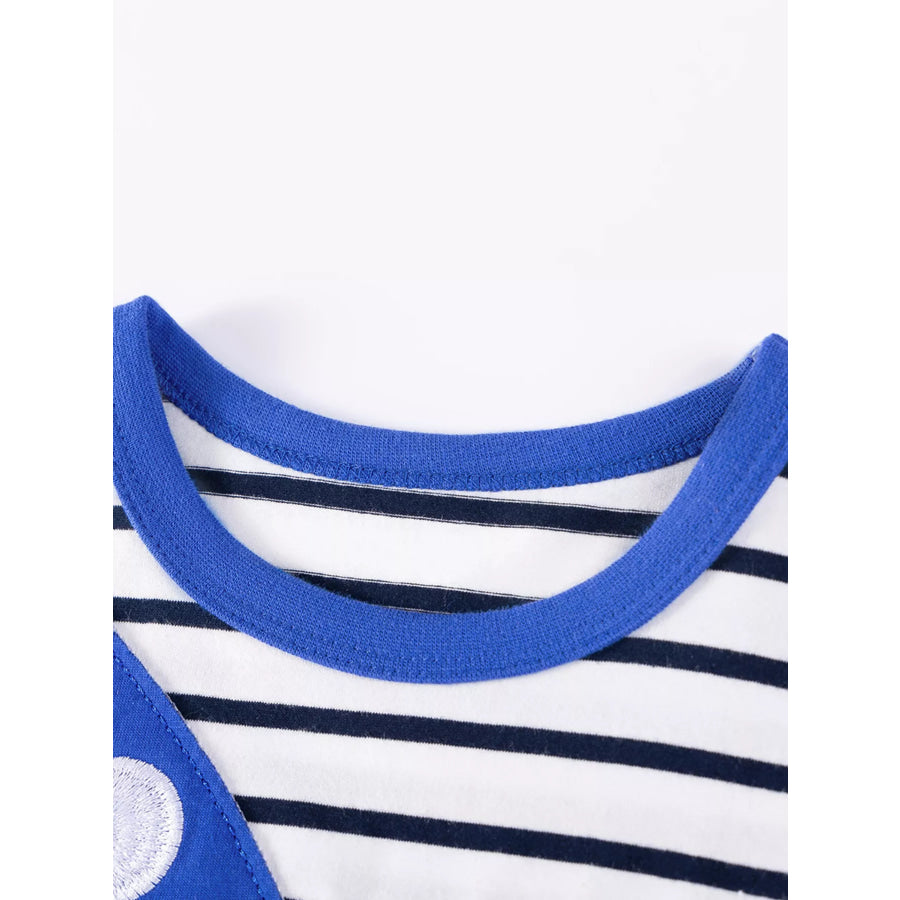 Children’s Shark Applique Striped T-Shirt & Shorts Set Apparel and Accessories