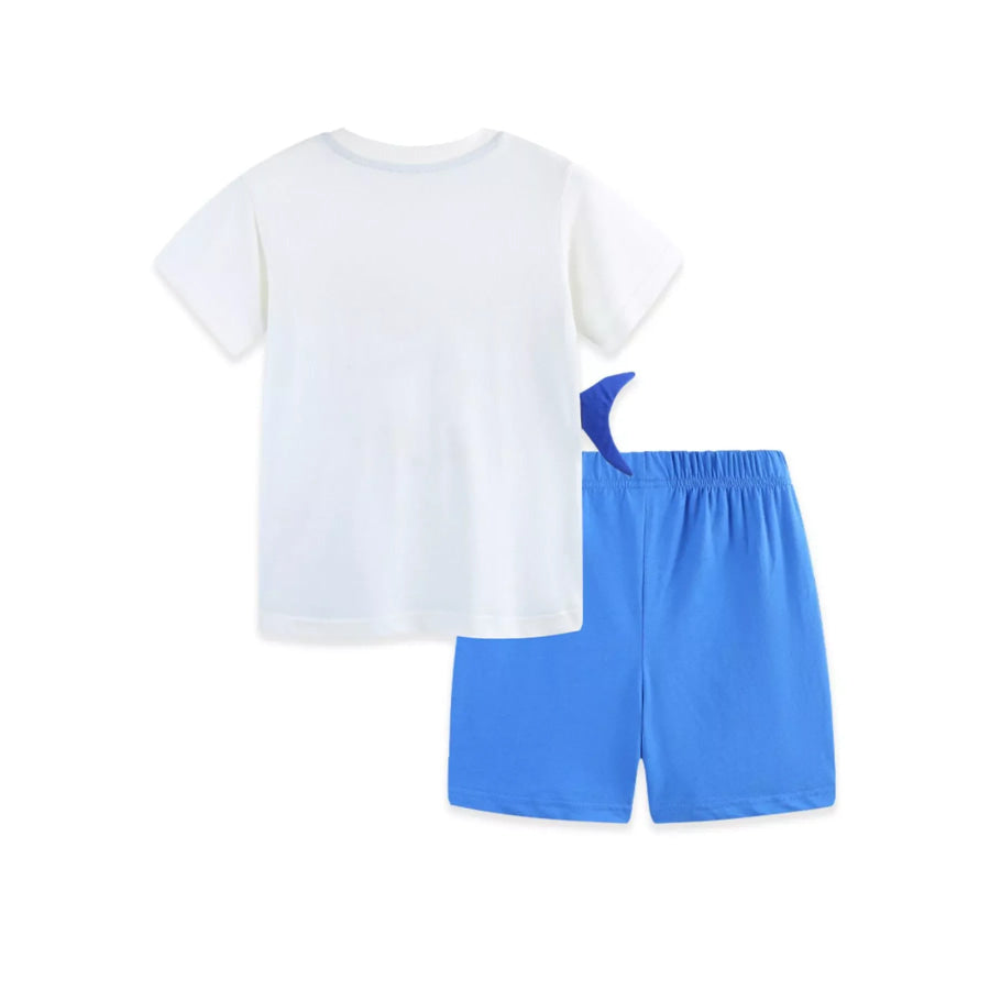 Children’s Shark Embroidered Tee and Shorts Set Apparel and Accessories