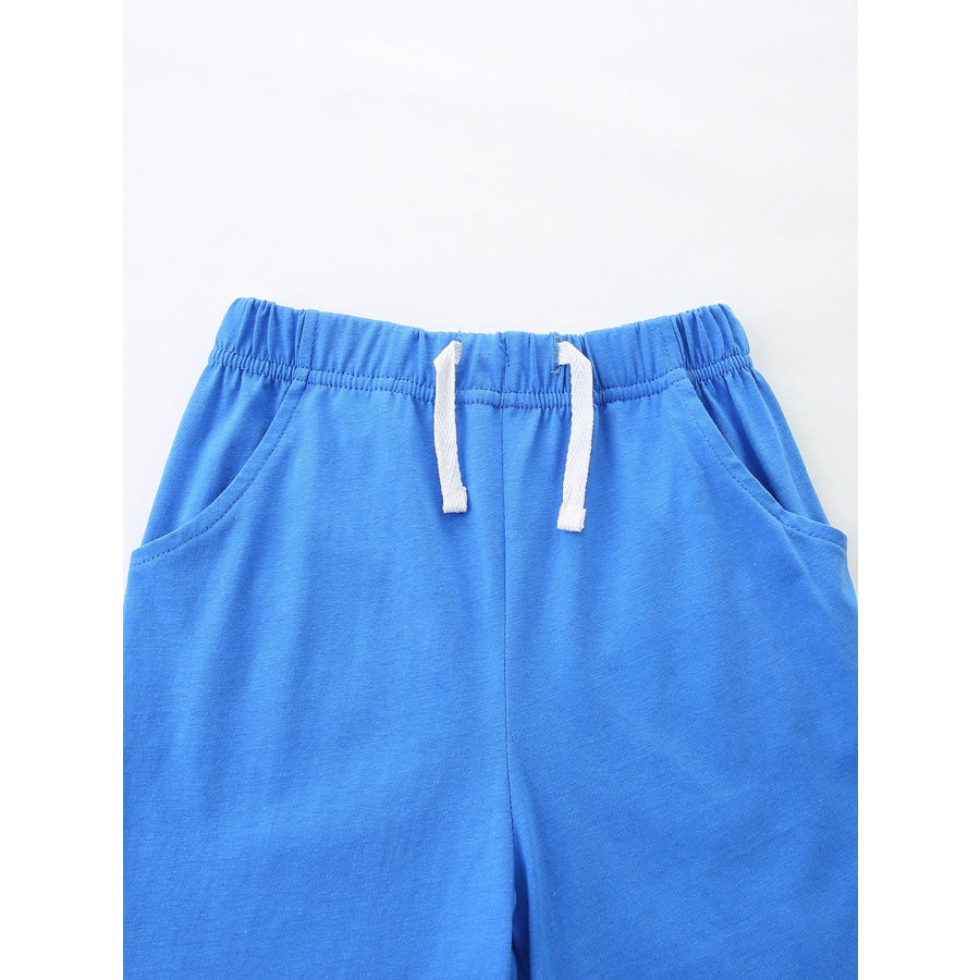 Children’s Shark Embroidered Tee and Shorts Set Apparel and Accessories