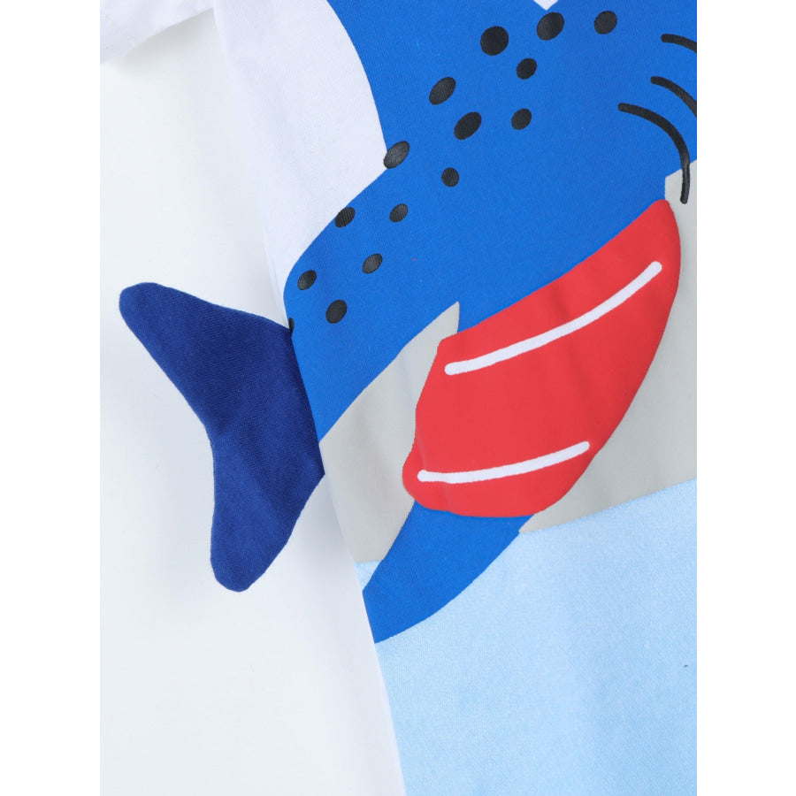 Children’s Shark Graphic Round Neck T-Shirt Apparel and Accessories