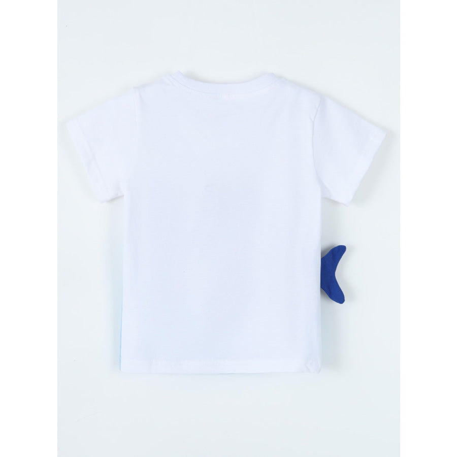 Children’s Shark Graphic Round Neck T-Shirt Apparel and Accessories