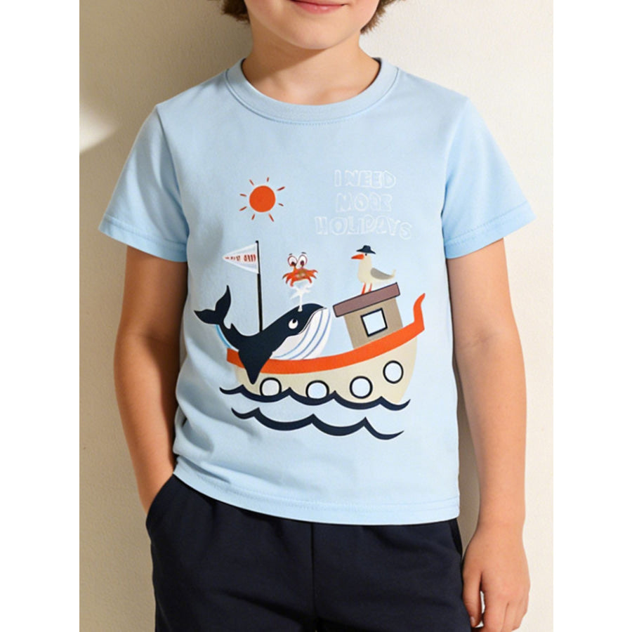 Children’s Shark Graphic Short Sleeve Tee Light Blue / 2-3Y Apparel and Accessories