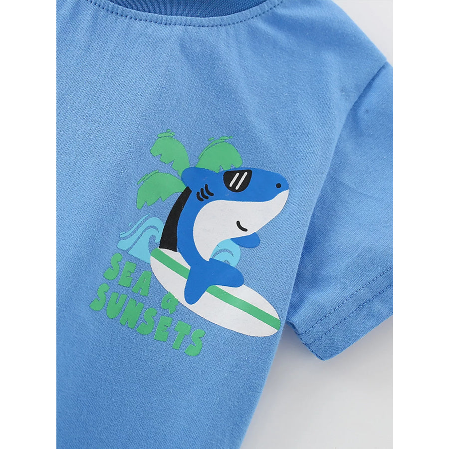 Children’s Shark Graphic Tee and Shorts Set Apparel and Accessories