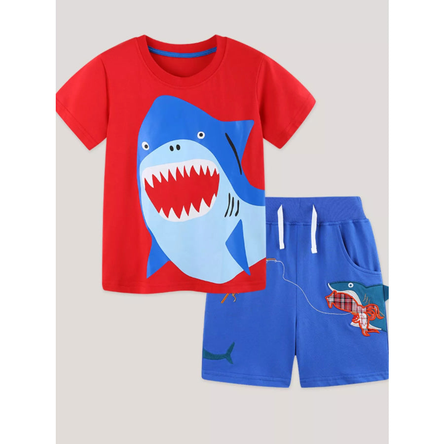 Children’s Shark Graphic Tee and Shorts Set Apparel and Accessories