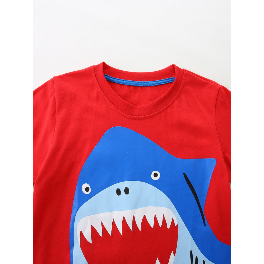 Children’s Shark Graphic Tee and Shorts Set Apparel and Accessories
