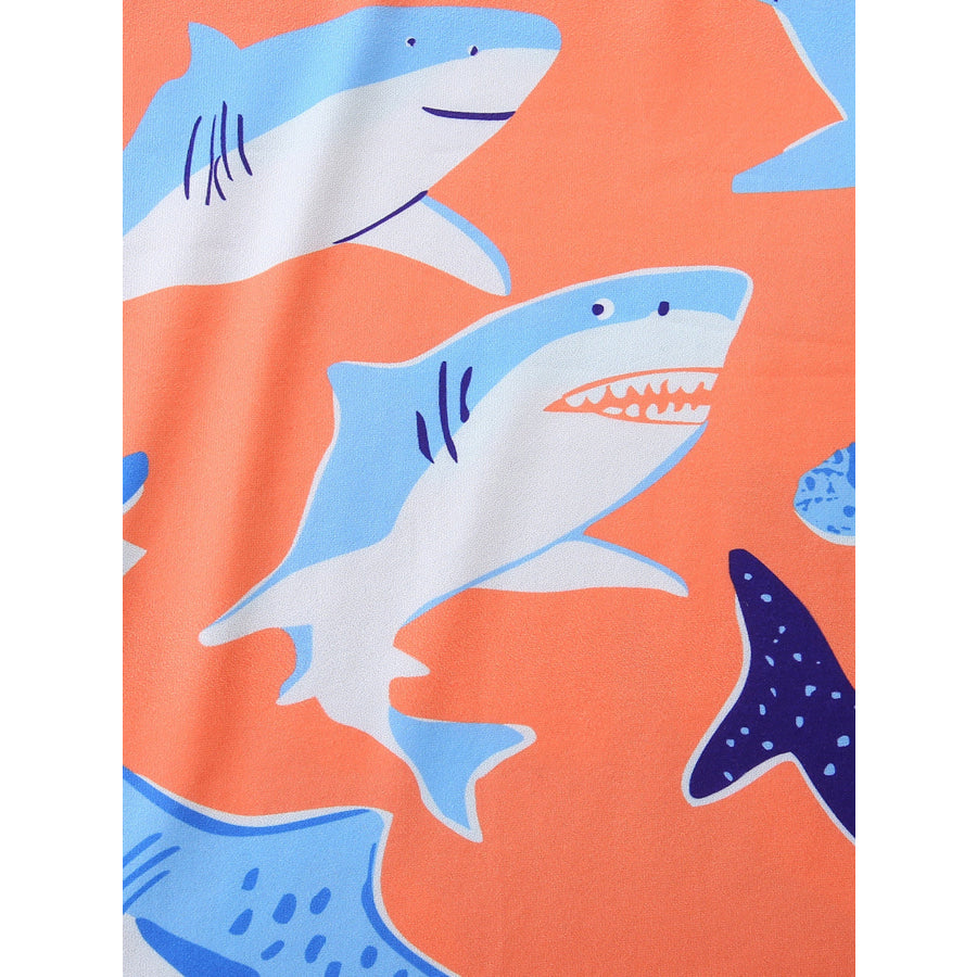 Children’s Shark Print Casual Tee and Shorts Set Apparel and Accessories