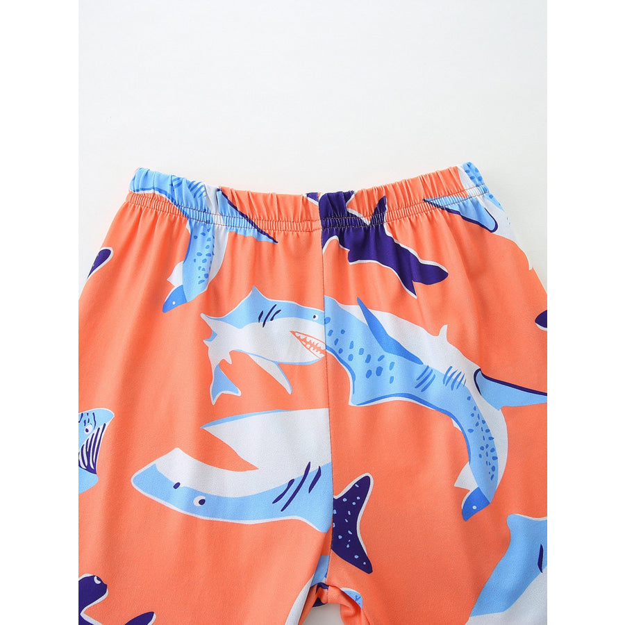 Children’s Shark Print Casual Tee and Shorts Set Apparel and Accessories