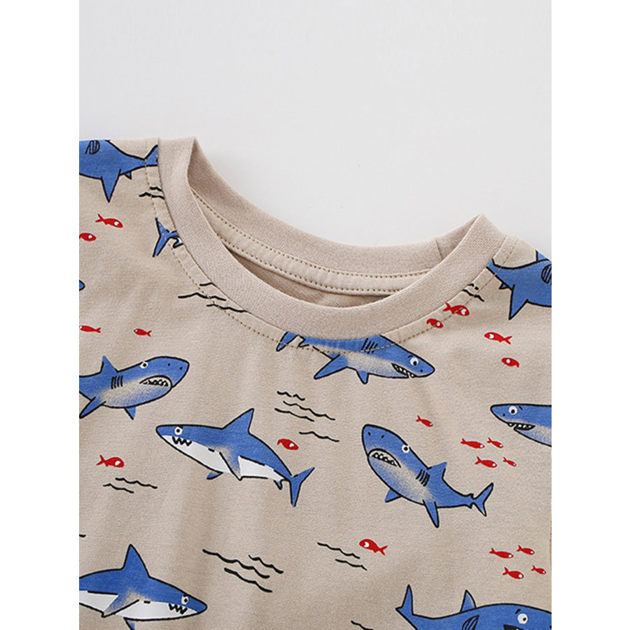 Children’s Shark Print Crew Neck T-Shirt Apparel and Accessories