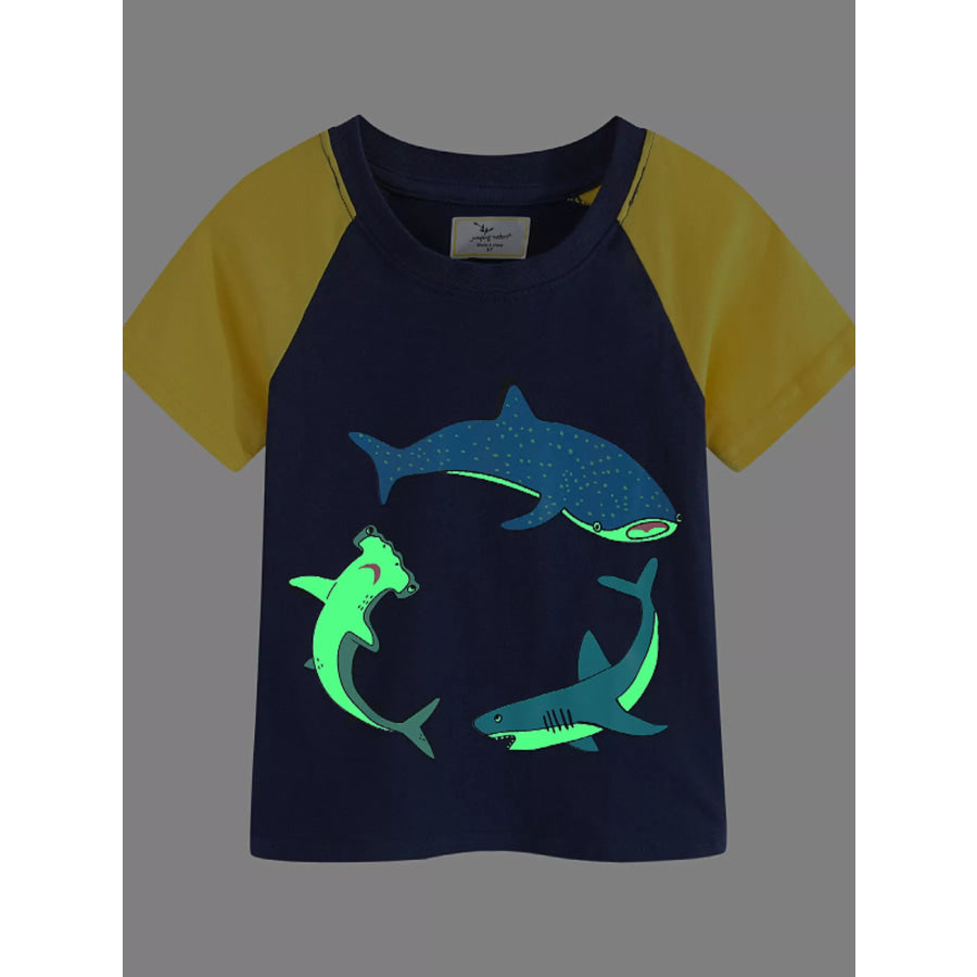 Children’s Shark Print Raglan Sleeve T-Shirt Apparel and Accessories