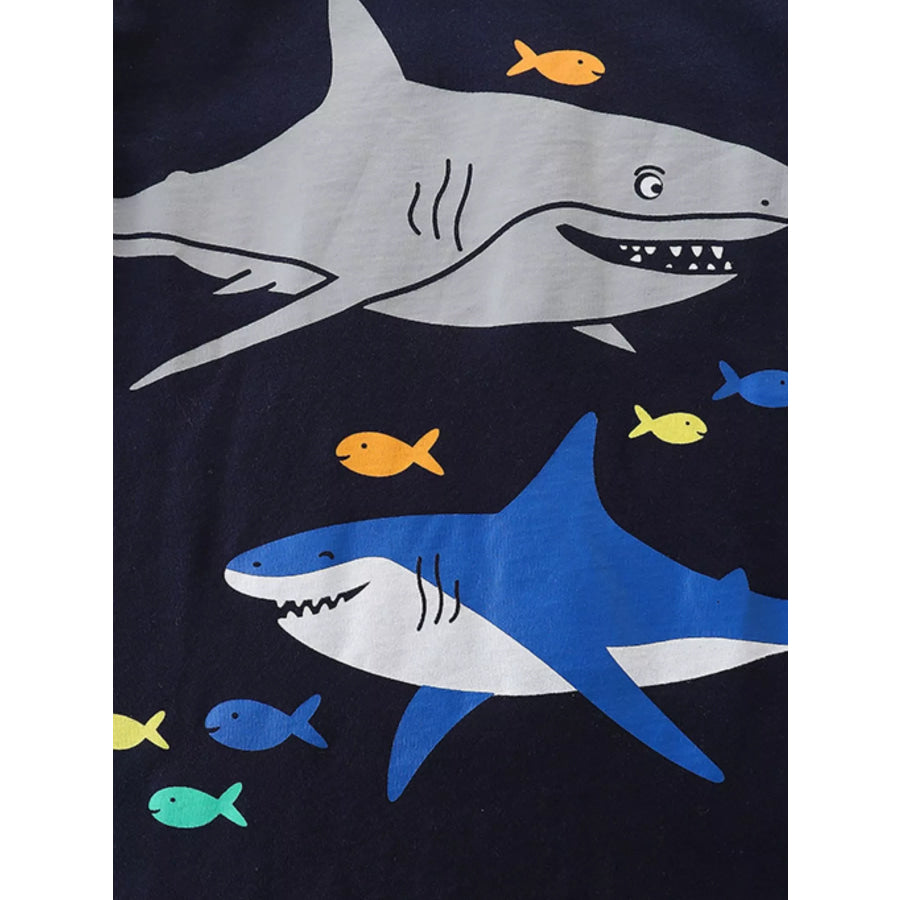 Children’s Shark Print Short Sleeve T-Shirt Apparel and Accessories