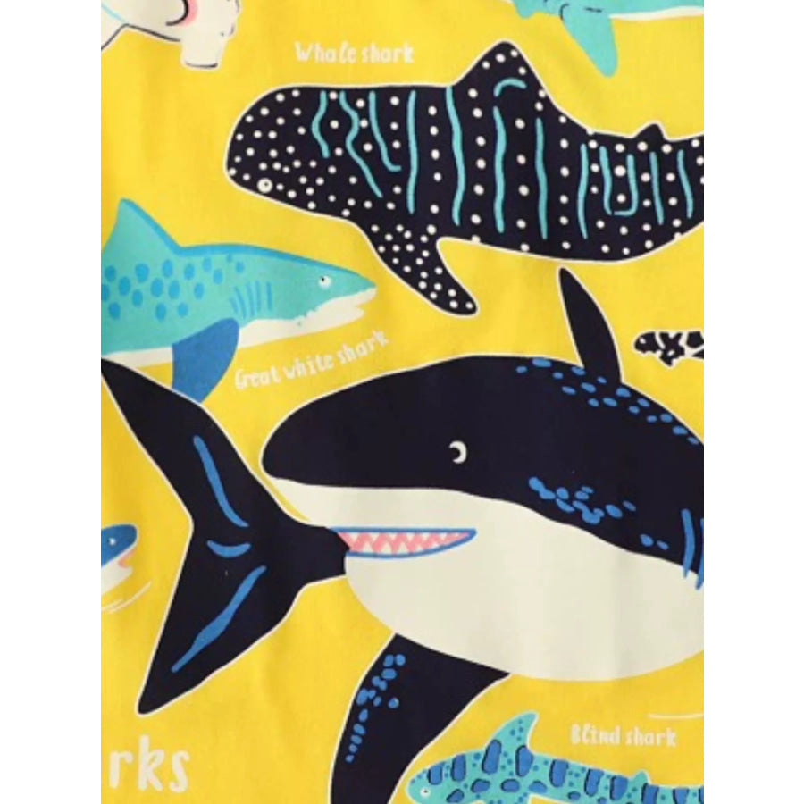 Children’s Shark Print Short Sleeve T-Shirt Apparel and Accessories