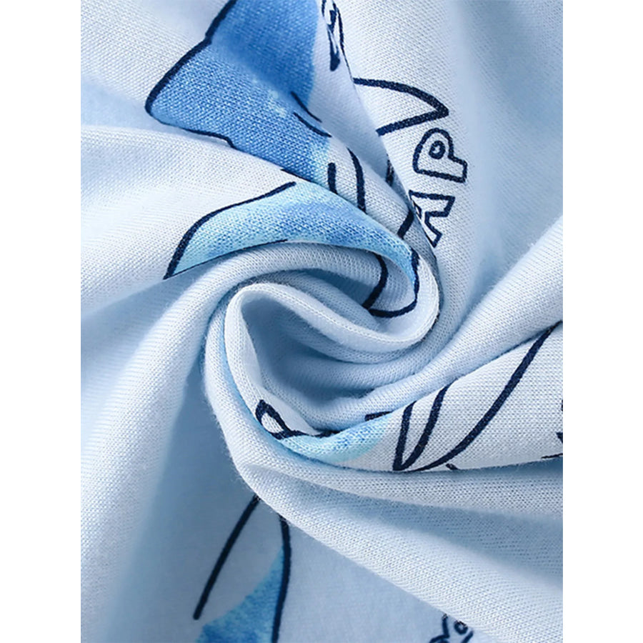 Children’s Shark Print Short Sleeve Top and Shorts Set Apparel and Accessories