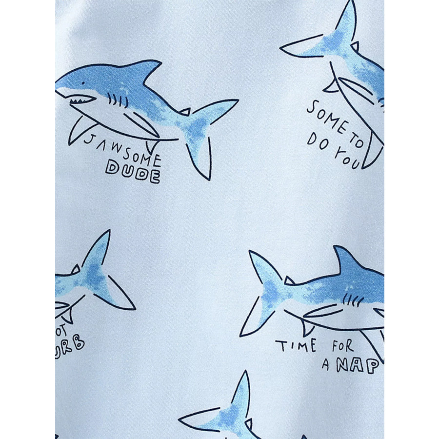 Children’s Shark Print Short Sleeve Top and Shorts Set Apparel and Accessories