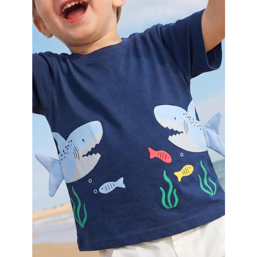 Children’s Shark Short Sleeve T-Shirt Blue / 2-3 Apparel and Accessories