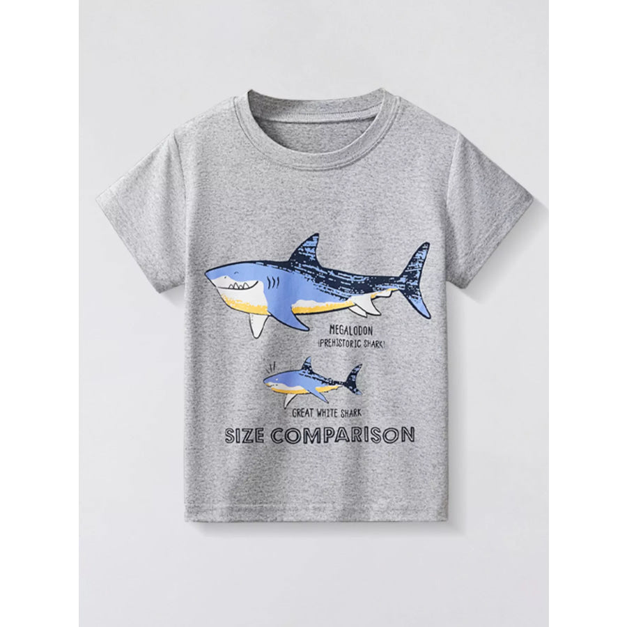 Children’s Shark Size Comparison Graphic T-Shirt Light Gray / 2-3Y Apparel and Accessories