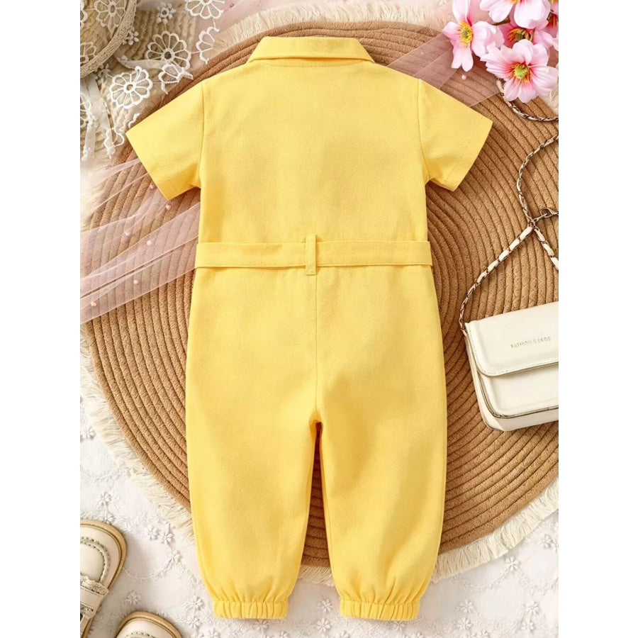 Children’s Short Sleeve Belt Jumpsuit Apparel and Accessories