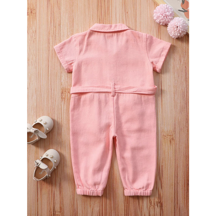 Children’s Short Sleeve Belt Jumpsuit Apparel and Accessories