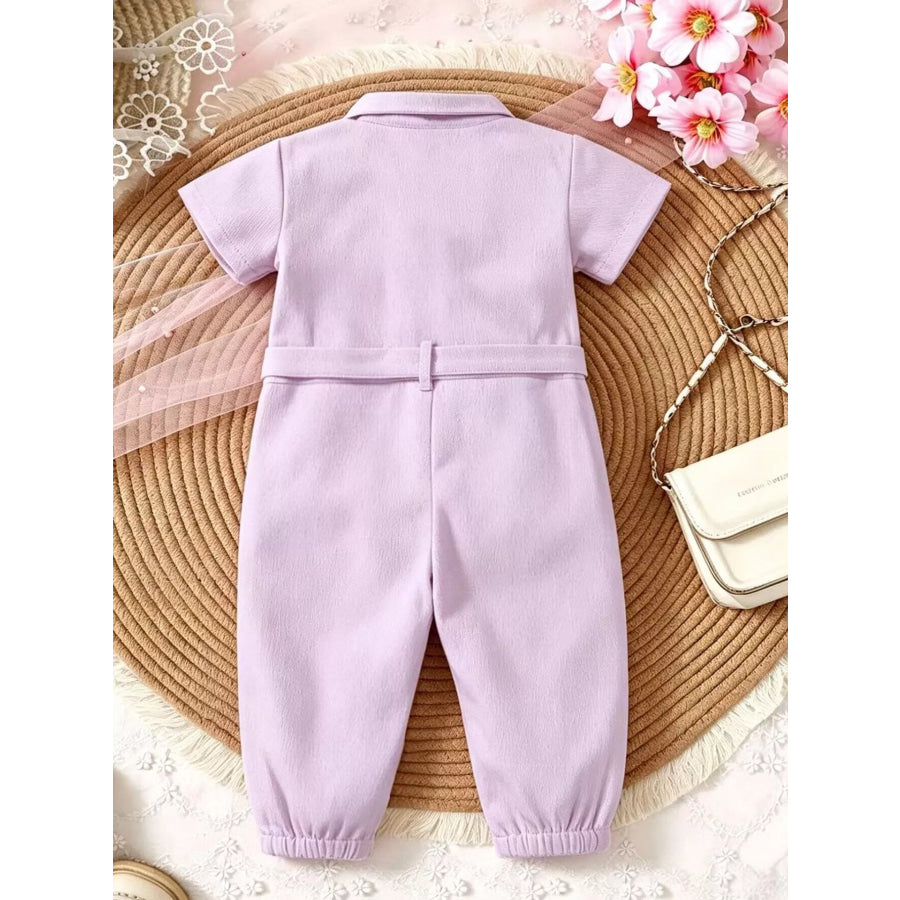 Children’s Short Sleeve Belt Jumpsuit Apparel and Accessories