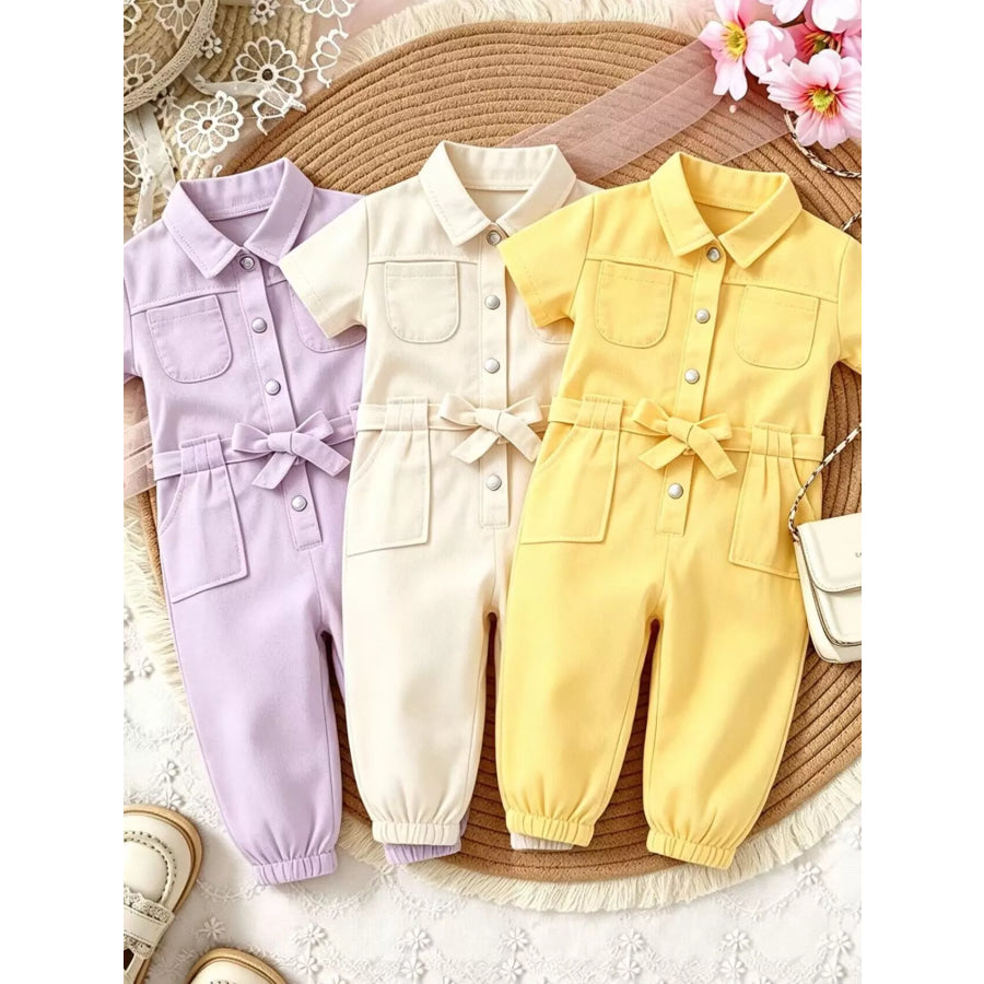 Children’s Short Sleeve Belt Jumpsuit Apparel and Accessories