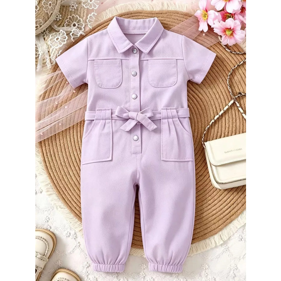 Children’s Short Sleeve Belt Jumpsuit Apparel and Accessories