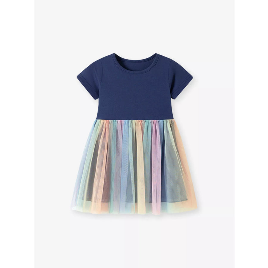 Children’s Short Sleeve Rainbow Tulle Dress Apparel and Accessories
