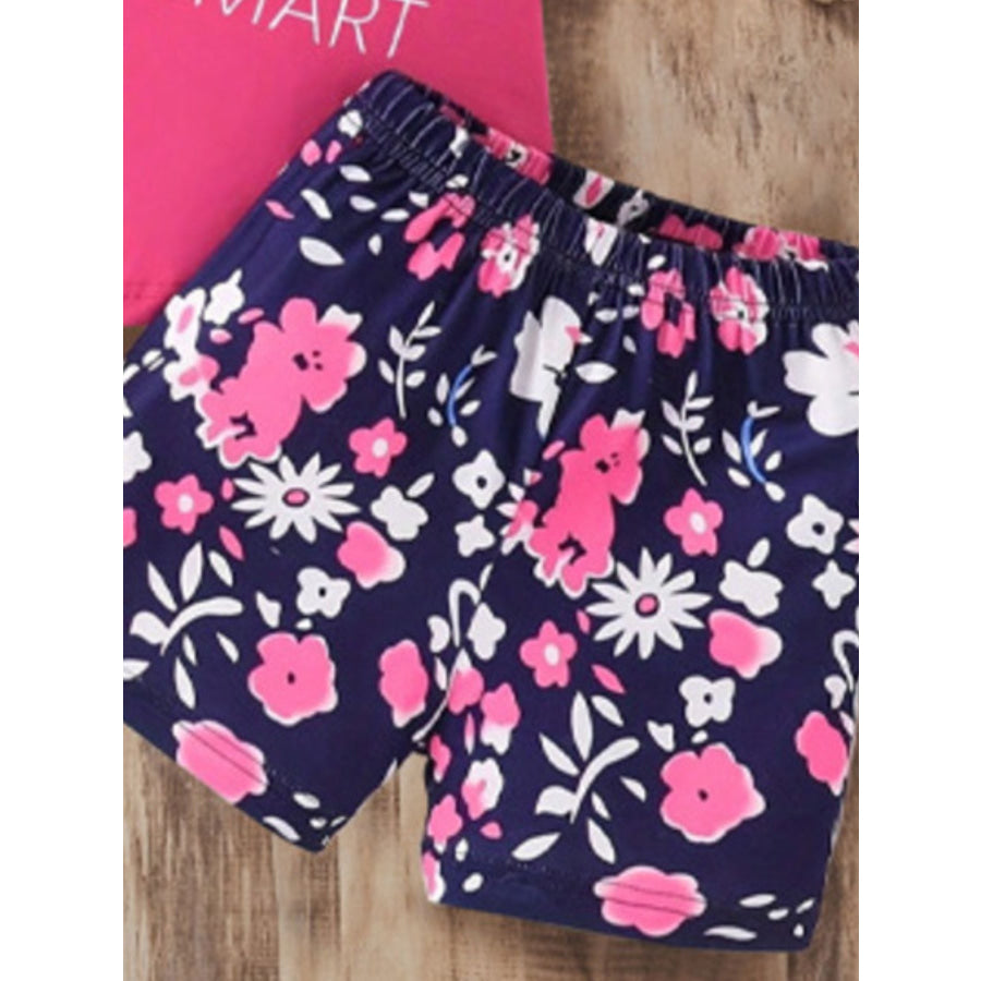 Children’s Short Sleeve Tee and Floral Shorts Set Apparel and Accessories