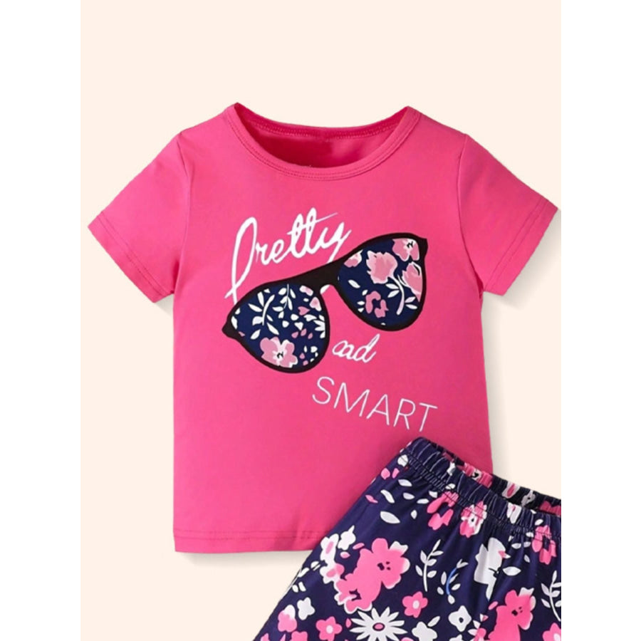 Children’s Short Sleeve Tee and Floral Shorts Set Apparel and Accessories